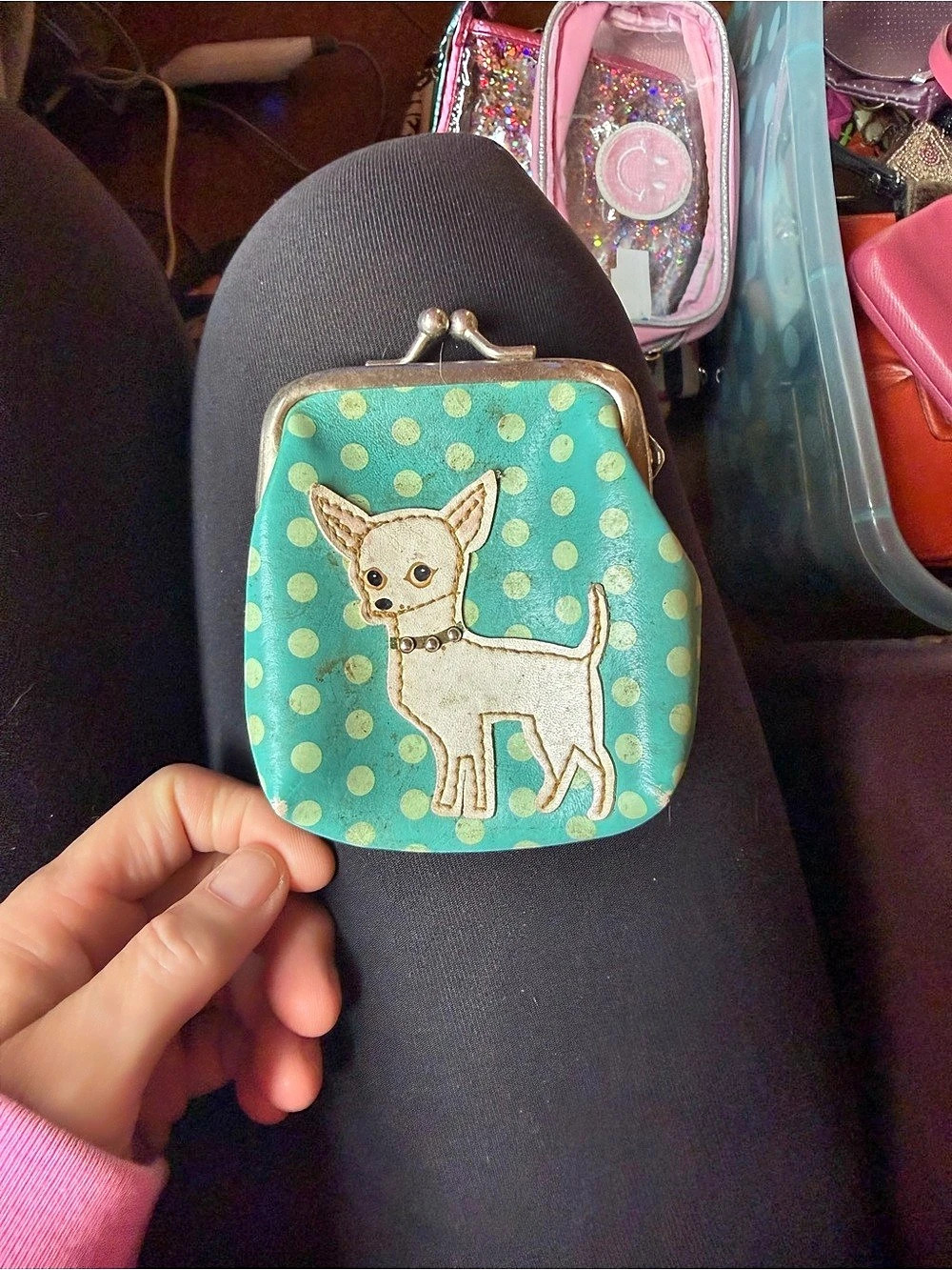Dog Graphic Polka Dot Mini Bag in Green